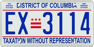 DC license plate EX3114