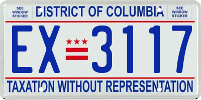 DC license plate EX3117
