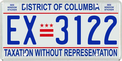 DC license plate EX3122
