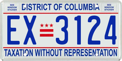 DC license plate EX3124