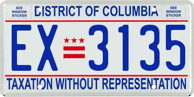 DC license plate EX3135