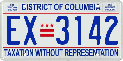 DC license plate EX3142