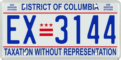 DC license plate EX3144