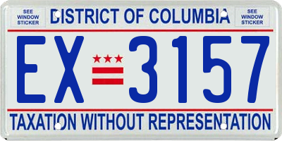 DC license plate EX3157