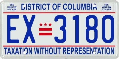 DC license plate EX3180