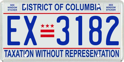DC license plate EX3182