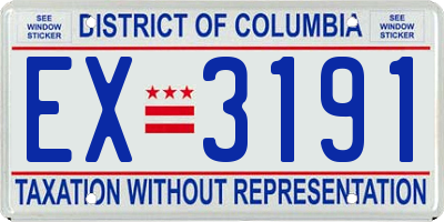 DC license plate EX3191