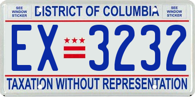 DC license plate EX3232