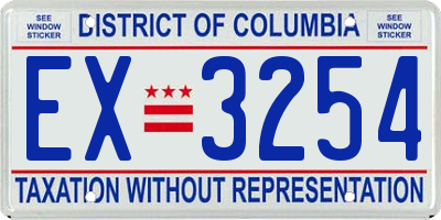 DC license plate EX3254