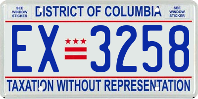 DC license plate EX3258