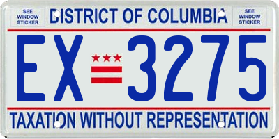 DC license plate EX3275