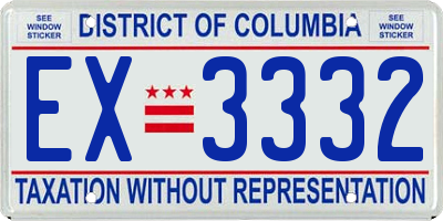 DC license plate EX3332