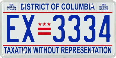 DC license plate EX3334