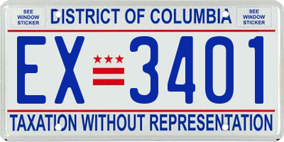 DC license plate EX3401