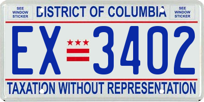 DC license plate EX3402