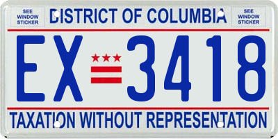 DC license plate EX3418