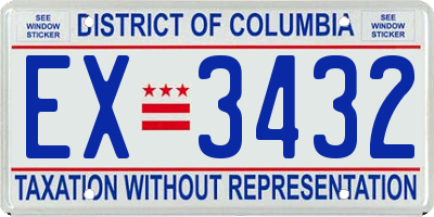 DC license plate EX3432