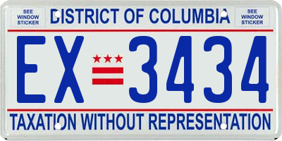 DC license plate EX3434