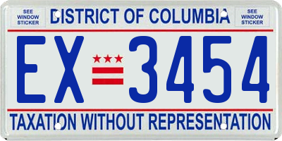 DC license plate EX3454