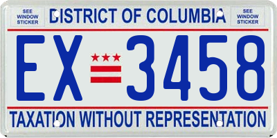 DC license plate EX3458