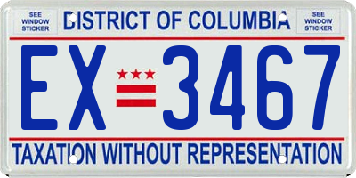 DC license plate EX3467