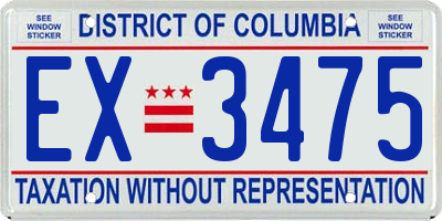 DC license plate EX3475