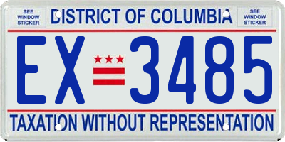 DC license plate EX3485