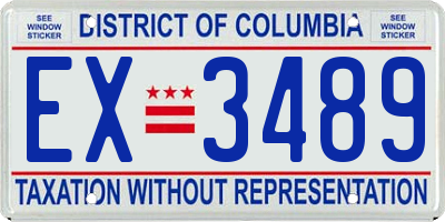 DC license plate EX3489