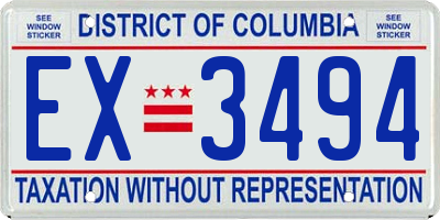 DC license plate EX3494