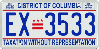 DC license plate EX3533