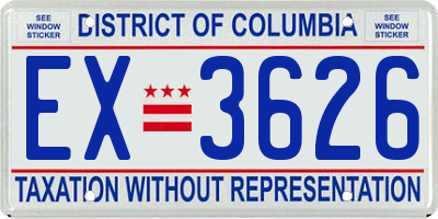 DC license plate EX3626