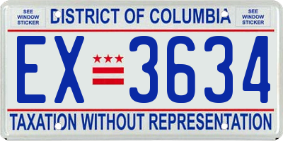 DC license plate EX3634