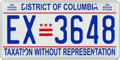 DC license plate EX3648