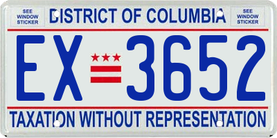 DC license plate EX3652