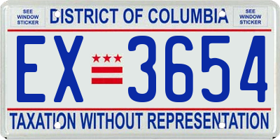 DC license plate EX3654