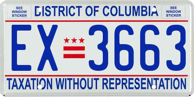 DC license plate EX3663