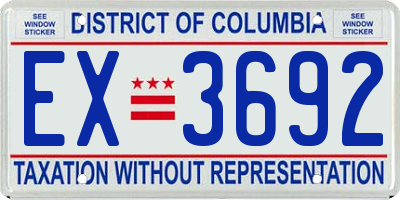 DC license plate EX3692