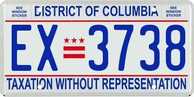 DC license plate EX3738