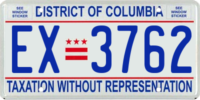 DC license plate EX3762