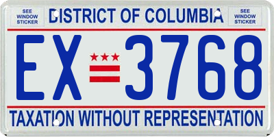 DC license plate EX3768