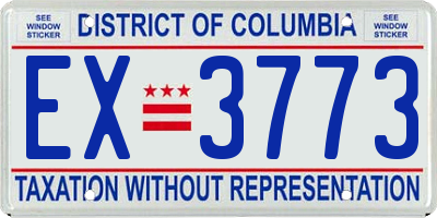 DC license plate EX3773