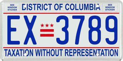 DC license plate EX3789