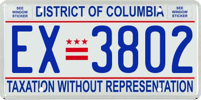DC license plate EX3802