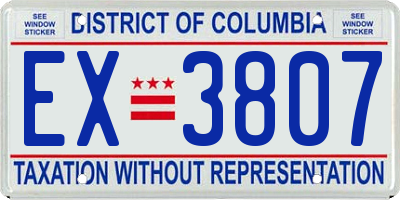 DC license plate EX3807
