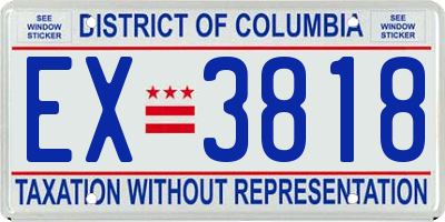 DC license plate EX3818