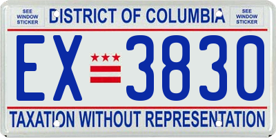 DC license plate EX3830