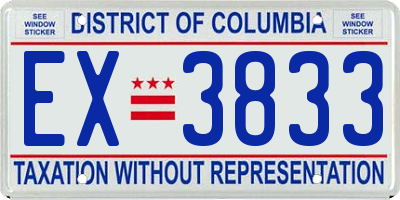 DC license plate EX3833