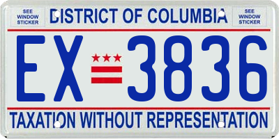 DC license plate EX3836