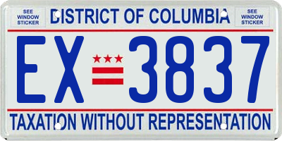 DC license plate EX3837