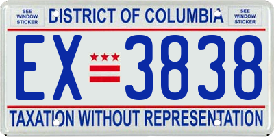 DC license plate EX3838